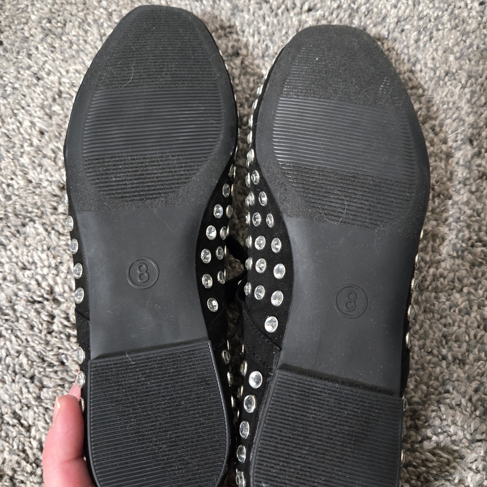 Issa Black Rhinestone Studded Mary Jane Style Ballet Flats Shoes, Size 8, NWOT - Picture 6 of 11